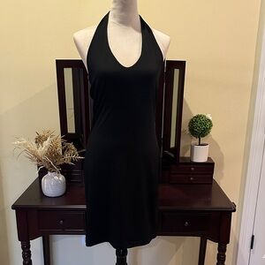 Classic Black Backless Halter Dress